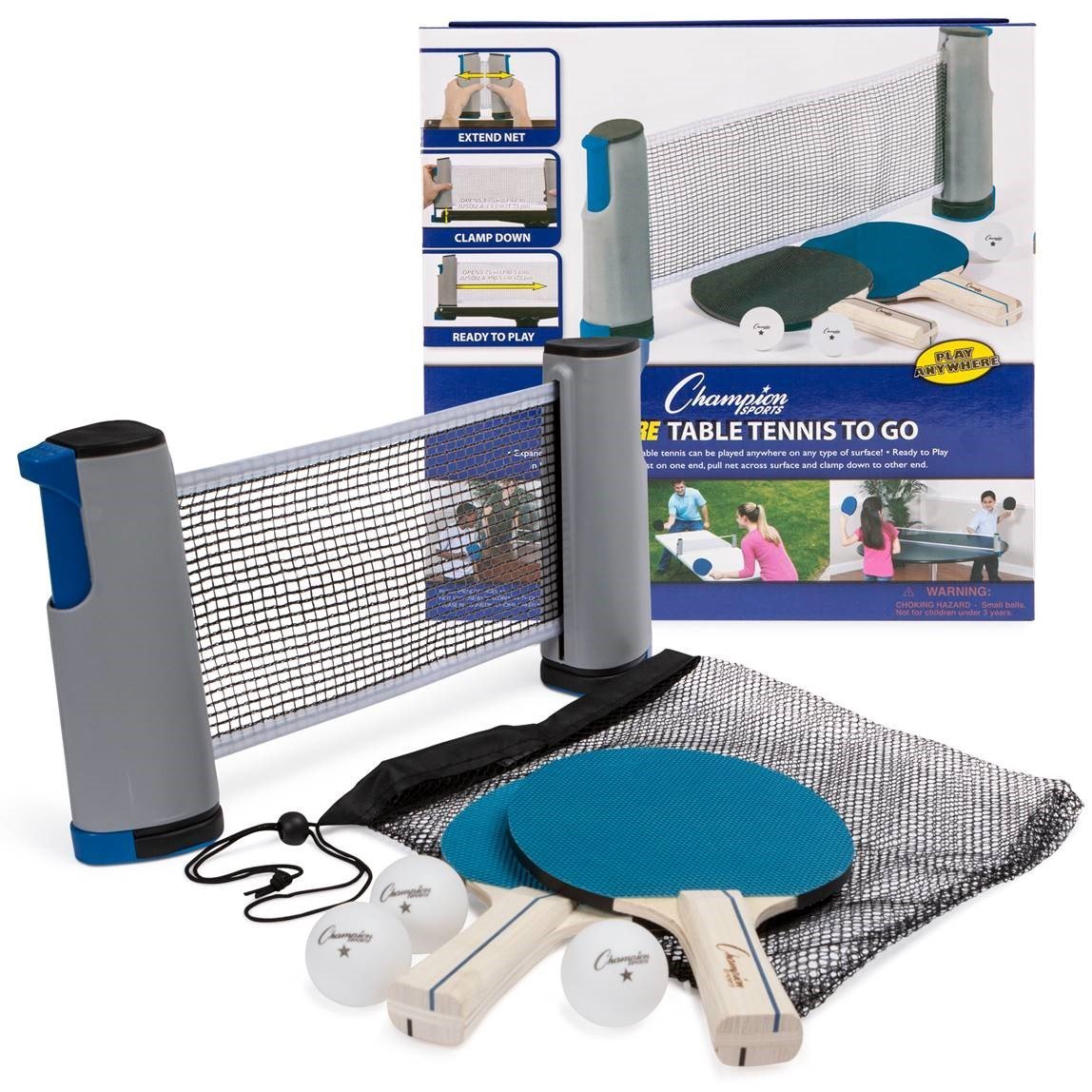  Champion Sports Anywhere Table Tennis: Ping Pong Paddles, Balls, and Portable Net & Post Set To Go