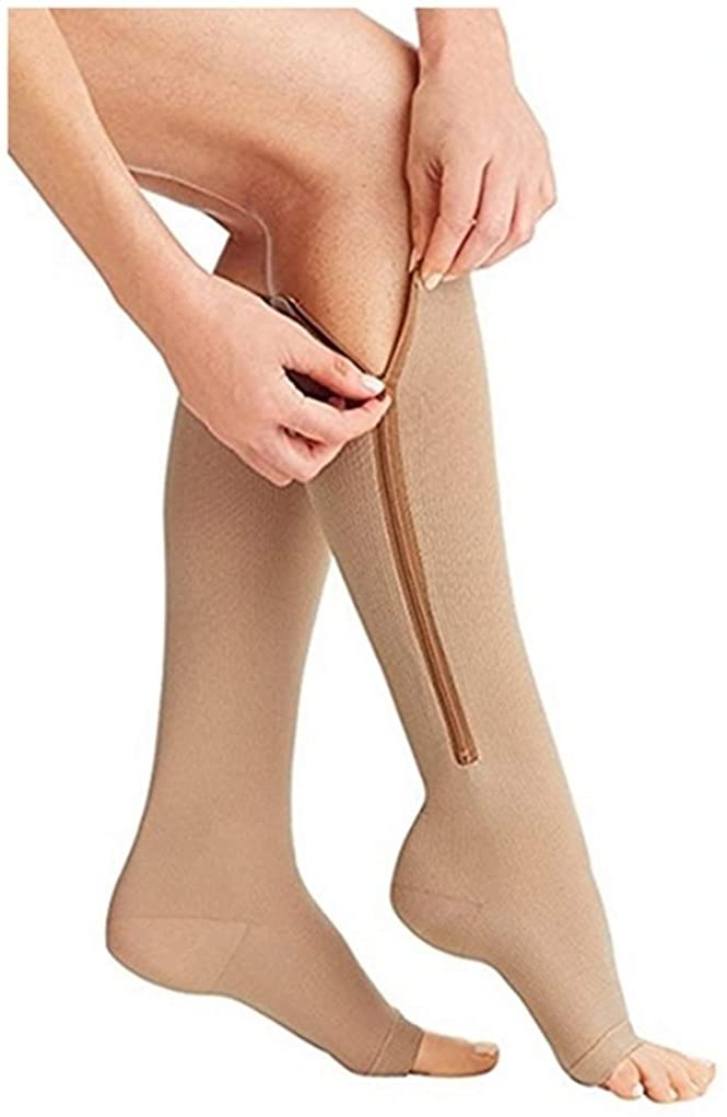 side zipper compression socks